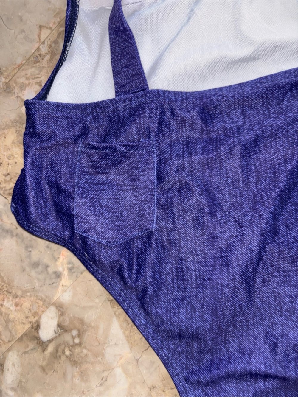 Women's Navy Blue One-Piece Swimsuit with Adjustable Straps - Picture 7 of 11